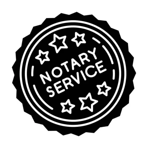 Clip art image of a notary stamp that says "Notary Service"