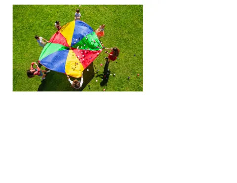 Children playing with a parachute.