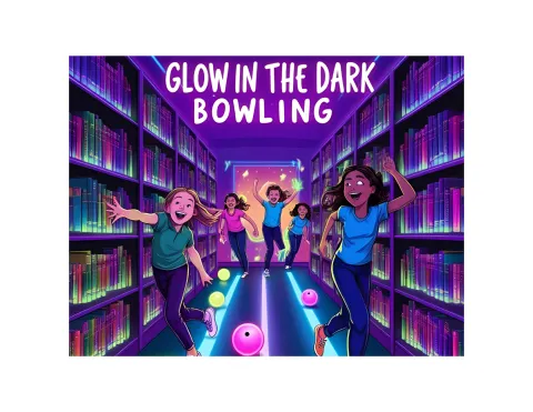 Kids bowling in the library.