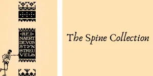 A skeleton casually leans against a book: The Spine Collection