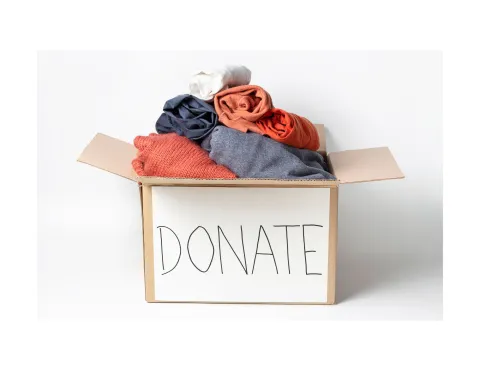 Donation box with clothes.