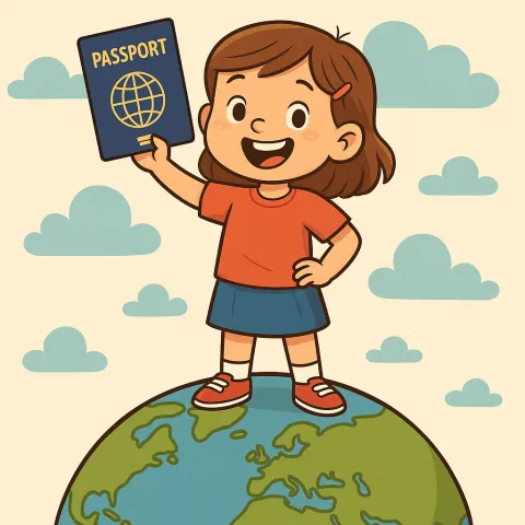 Child holding passport